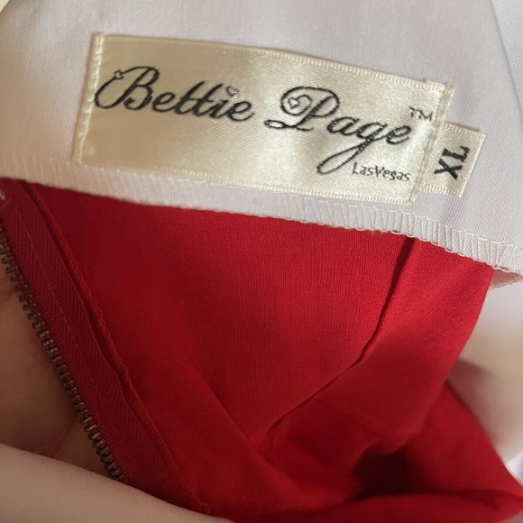 Bettie Page Las Vegas Vintage Sz XL Ruby Cherry Red Pin-up Pencil Vixen Wiggle - Picture 2 of 10